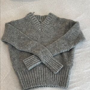 COS Charcoal V-Neck Wool Mohair Sweater